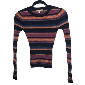 It's Our Time Colorful Stripe Knit Sweater FLAWED